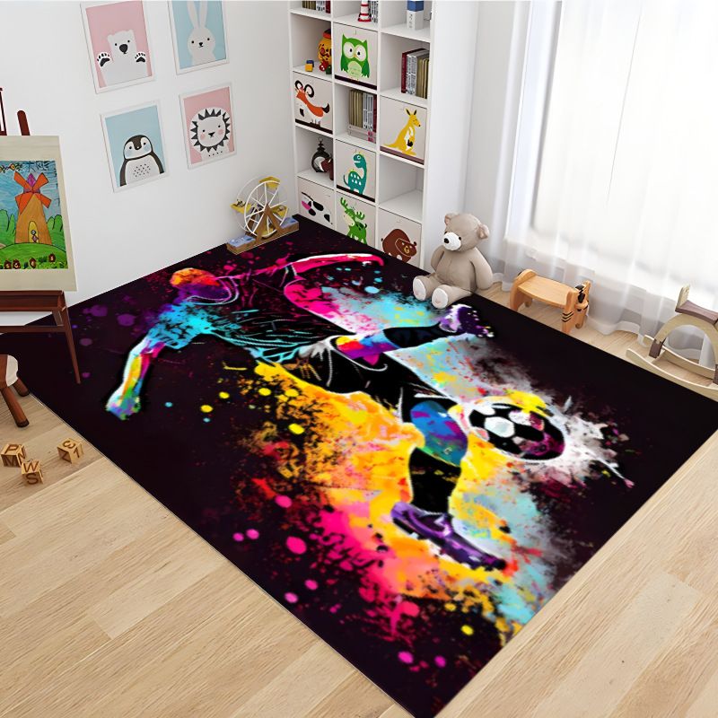 Cosmic Adventure Kinderteppich – Weicher Spielzimmerteppich mit Astronauten- und Sternendruck – Rutschfeste Kinderzimmermatte für Schlafzimmer und Wohnzimmer_voghion.com