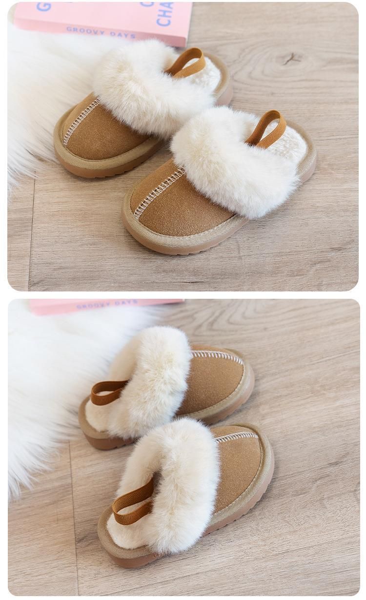 Chaussures en fourrure Pantoufles en fourrure à la mode et polyvalentes Chaussures en coton décontractées pour filles Pantoufles en coton pour bébé_voghion.com