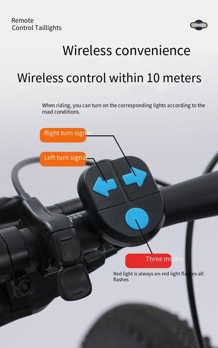 Luce di coda intelligente con telecomando wireless per mountain bike, bicicletta, guida notturna, ricarica USB con clacson_voghion.com