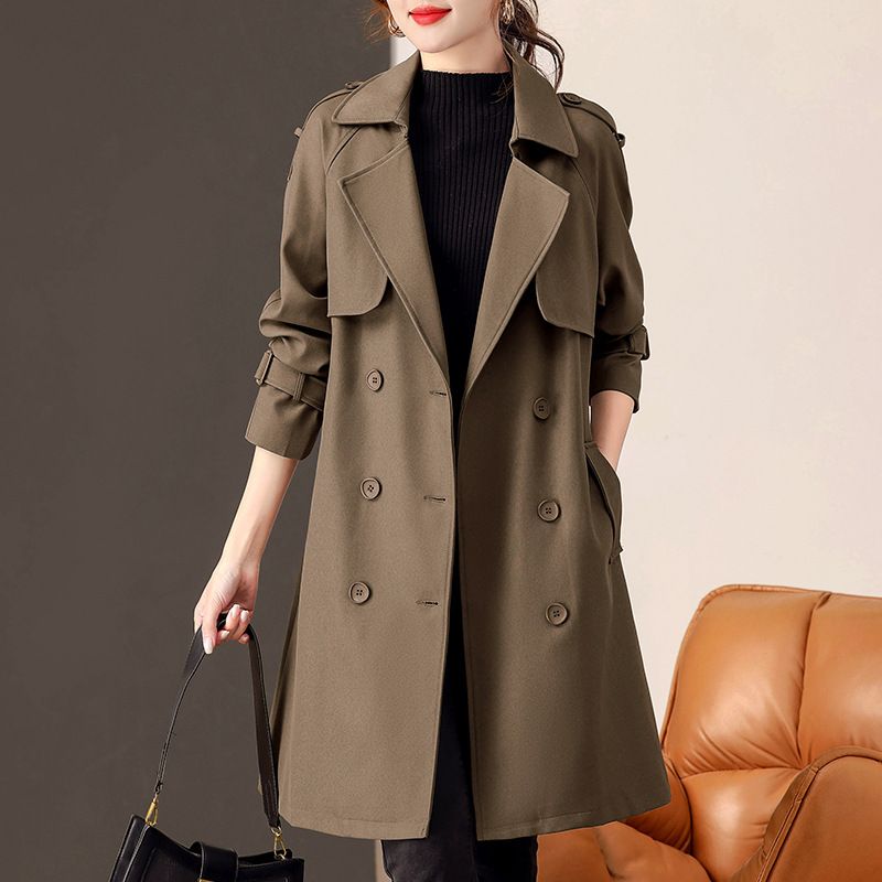 Trench britannico europeo per le donne, nuovo stile primaverile e autunnale, vestibilità aderente, versatile, giacca di media lunghezza_voghion.com