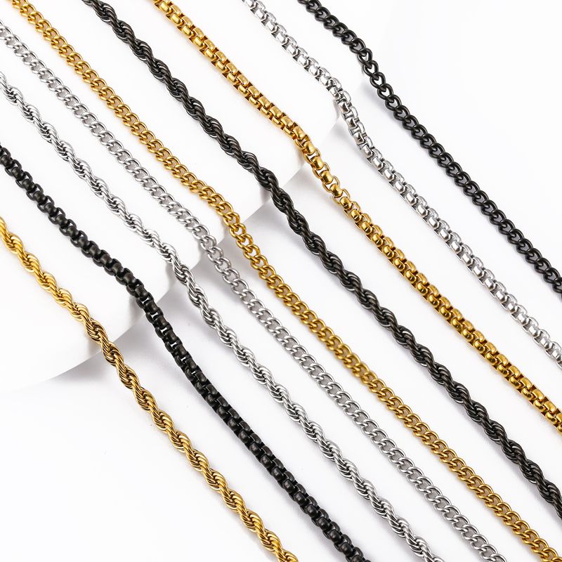Edelstahl quadratische Perlenkette Twist Kette Schmuck passende Kette alle Match Kette Großhandel DIY Zubehör europäische und amerikanische Männer_voghion.com