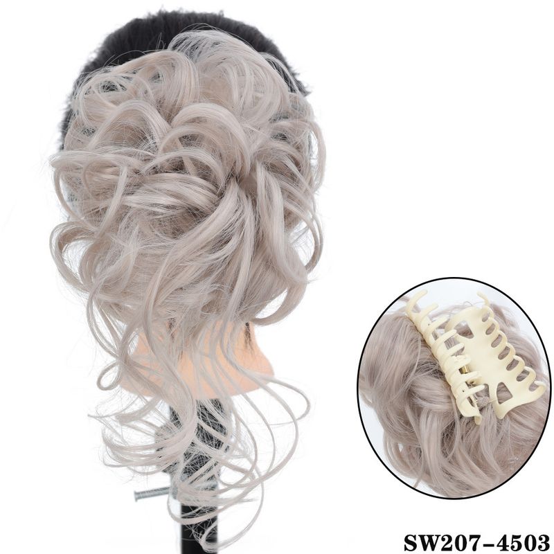 Faixa de cabelo com presilha Coque preguiçoso de cabelo longo e bagunçado 25cm55g coque com presilha_voghion.com