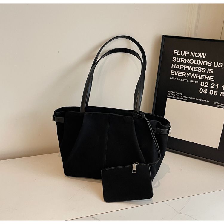 Korean niche tuet frosted suede leather large capacity tote popular hand-held shoulder bag, HOBO underarm women's bag_voghion.com