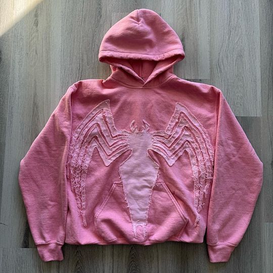 Felpa con cappuccio da uomo con personalità, stile street ragno, patch ricamata, nicchia, nuova tendenza, felpa unisex larga e larga_voghion.com