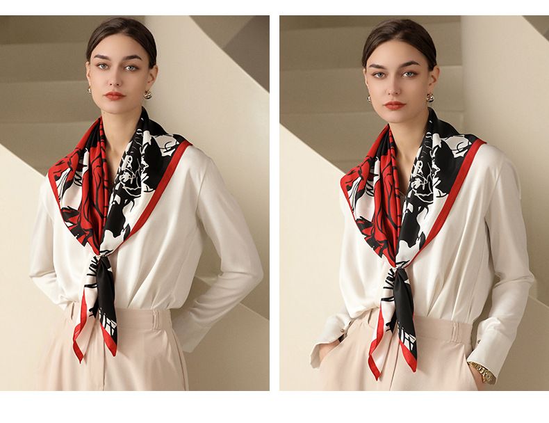 2025 Frühjahr Neue Simulation Blume Druck frauen Dekorative Koreanische Version Der Großen Quadratischen Schal Tasche Seide Schal_voghion.com