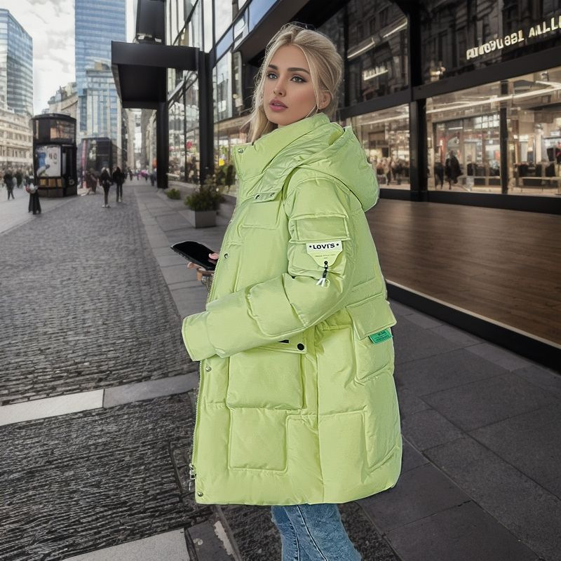 Damen Warme Jacke Wattierte Jacke im langen Winter Neue Dicke Winddichte Warme Wattierte Jacke Ausländische Luft Wattierte Jacke_voghion.com