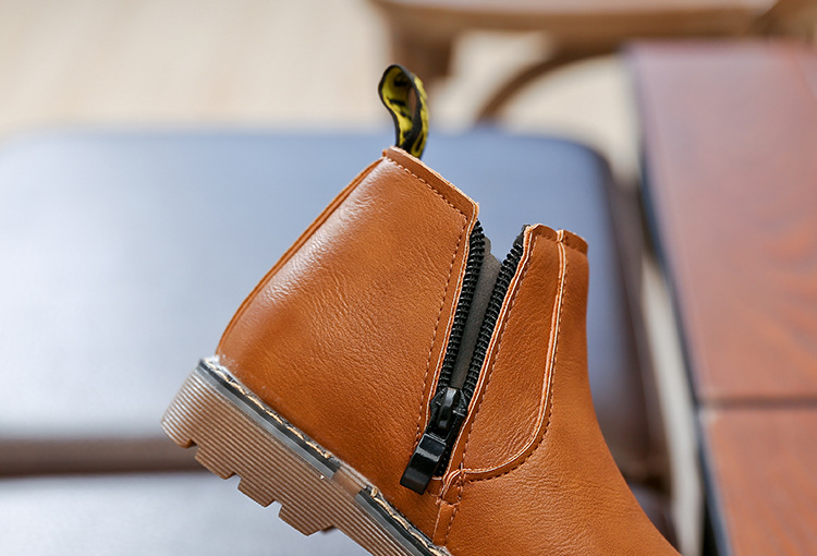 Chaussures en cuir pour garçons et filles, bottes courtes simples, Martin, Style britannique, nouvelle collection printemps et automne 2023_voghion.com