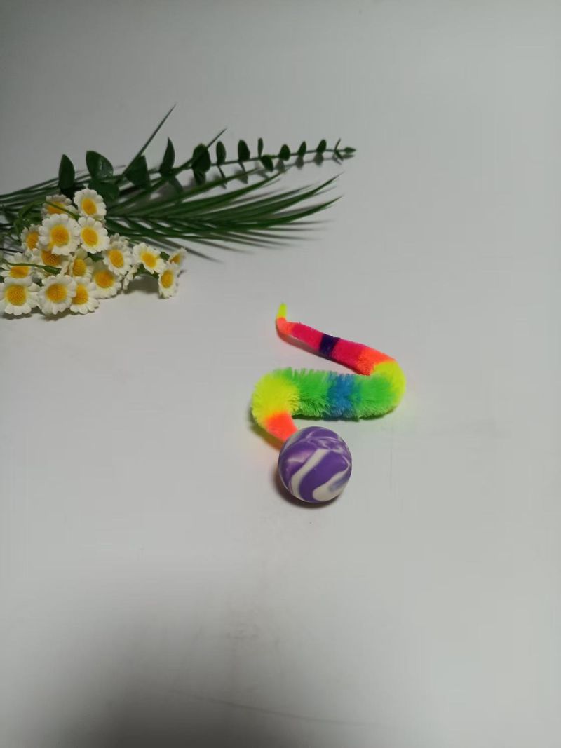 New Pet Elastic Caterpillar Jumping Ball Teaser Wand Cat Self-Entertainment Toy_voghion.com