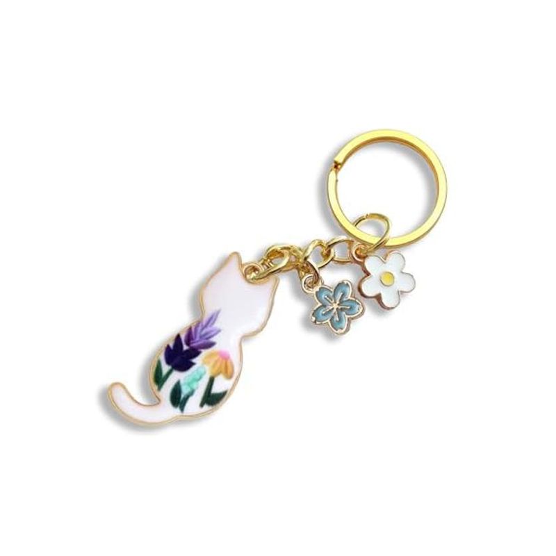 Nouveau porte-clés coloré et mignon en émail avec fleur, passionné de jardin et de chat_voghion.com