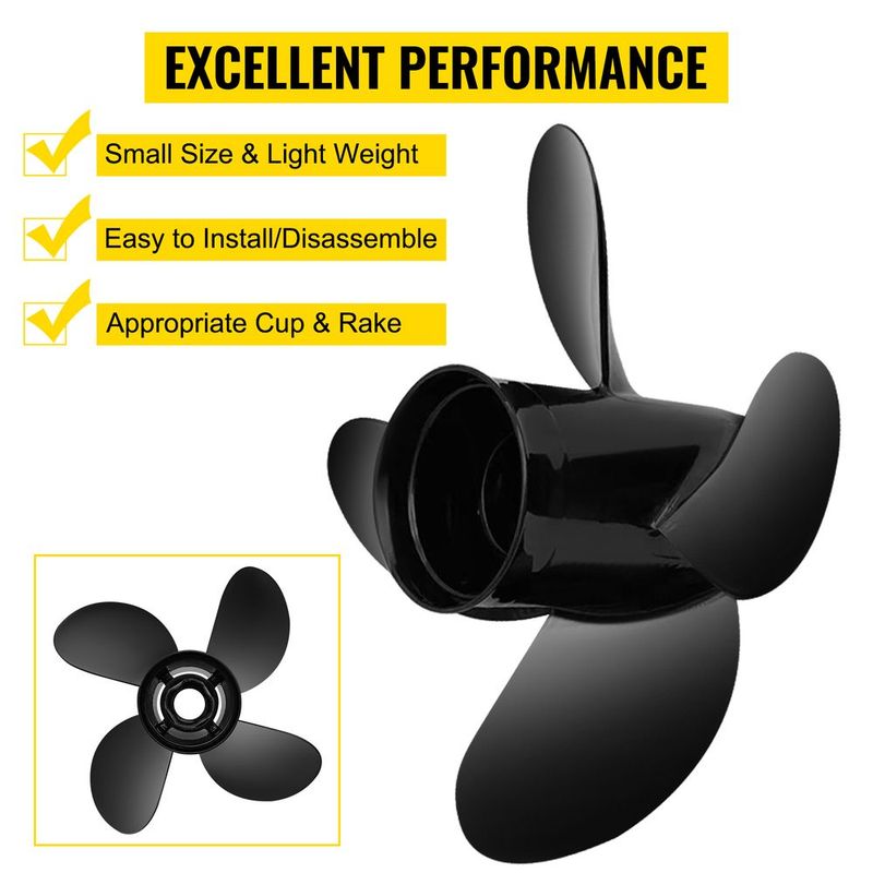 VEVOR Outboard Propeller, Replace For OEM 48-8M0084495, 4 Blades 14\" X 19\" Aluminium Boat Propeller, Compatible With 135-300HP 2-Stroke & 4-Stroke Outboards, Alpha&Bravo I Stern-Drives, RH_voghion.com
