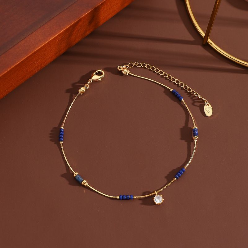 Summer Fashion Anklet Non-Fading Stainless Steel Simple Trendy Beach Style Beaded Foot Jewelry_voghion.com