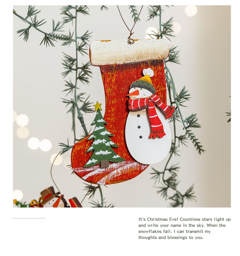 Lillian Cross-Border Decoration Bemaltes Holzschild Bär Autoanhänger Schneemann Geschenk Socken Weihnachtsbaumschmuck_voghion.com
