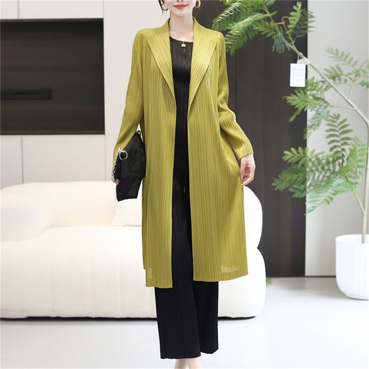 Trench coat con giacca cardigan coordinata Sanzhai Pleated Craft_voghion.com
