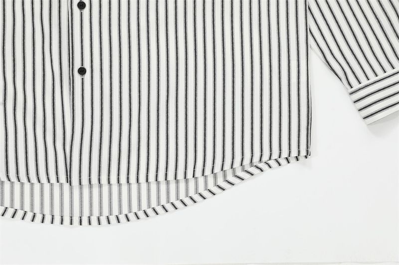 Camicia a maniche lunghe a righe verticali da uomo, cardigan con bottoni e stampa di lettere larghe da strada, autunno da uomo_voghion.com