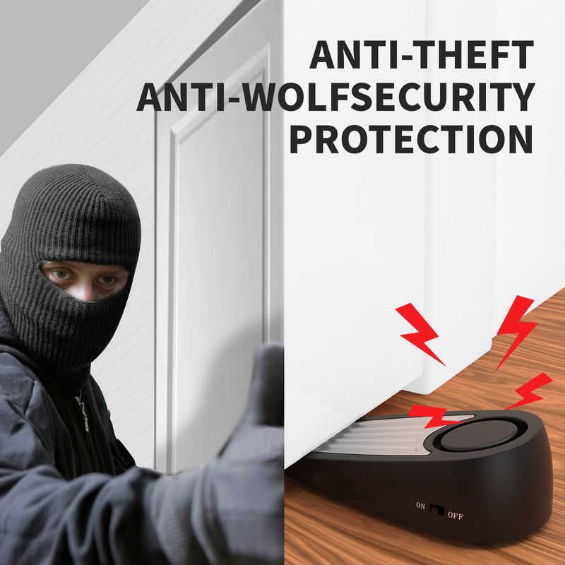 Door Stop Alarm With 130dB Siren & Vibration Sensor – Portable Travel Security Device For Home, Hotel & Apartment (Black/White)_voghion.com