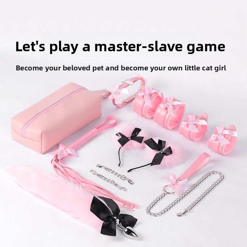 Juego de arcos divertidos para esclavos de perros, herramienta de tortura, látigo, collar, ataduras, esposas para manos y pies._voghion.com