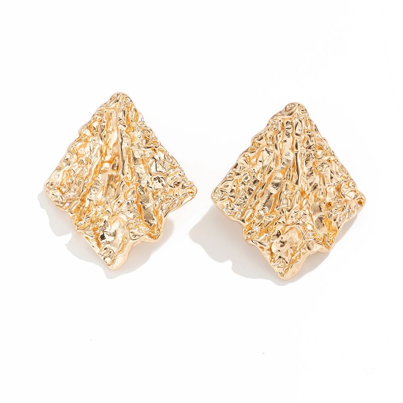 Orecchini a bottone plissettati per donne, nuovi, in stile personale, alla moda, alla moda, con temperamento irregolare._voghion.com