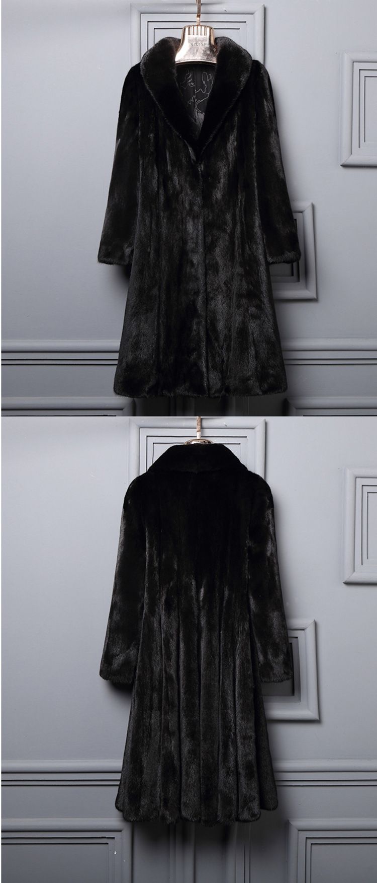 Cappotto lungo in pelliccia sintetica da donna, vestibilità slim, caldo e invernale, in velluto di visone di lusso_voghion.com