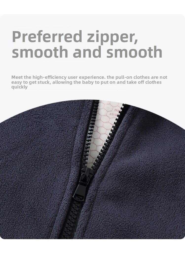 Children's Thickened Color-Block Ollie Fleece Jacket For Boys Girls, Medium And Large Kids, Fleece-Lined, Warm, Autumn_voghion.com