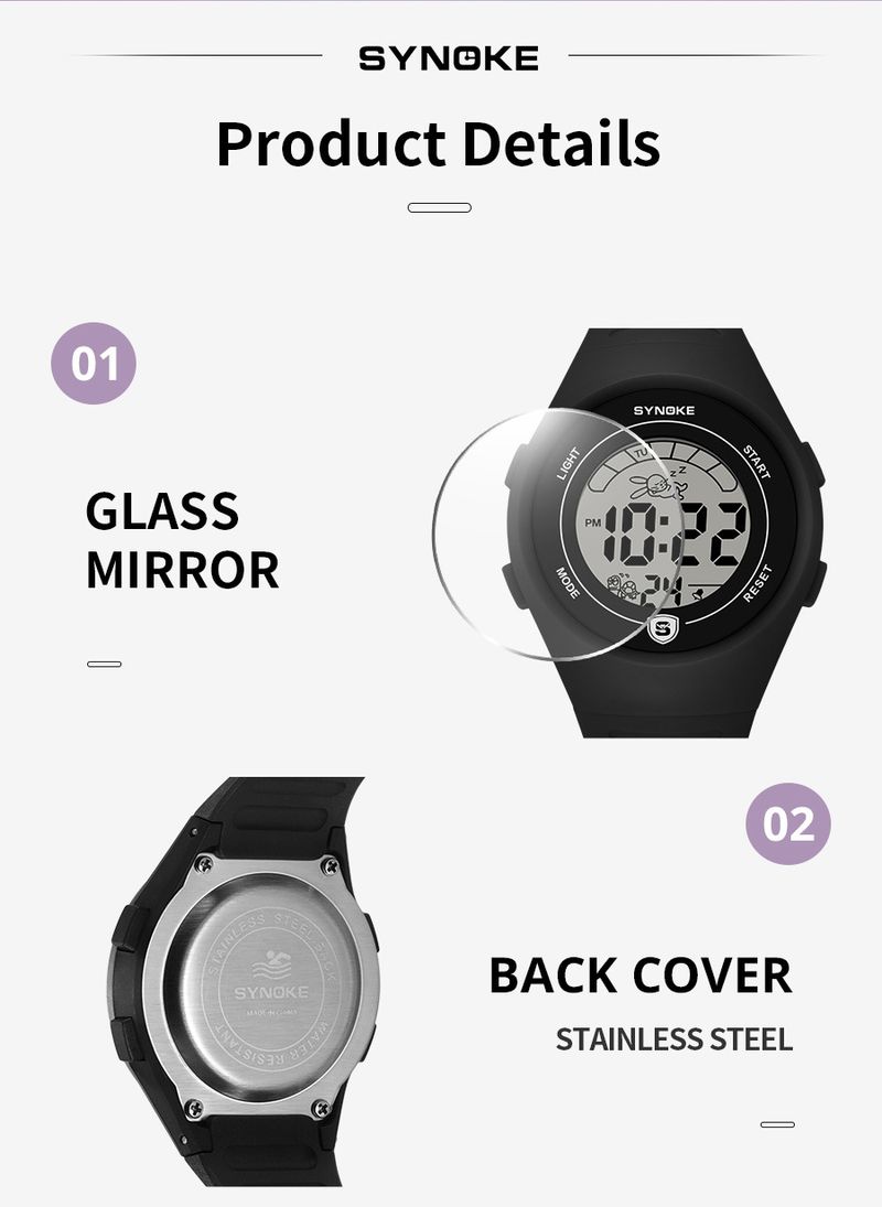 Reloj deportivo digital para niños con pantalla a prueba de agua y golpes, alarma, cronómetro y un bonito diseño de tortuga y liebre: ideal para niños y niñas._voghion.com