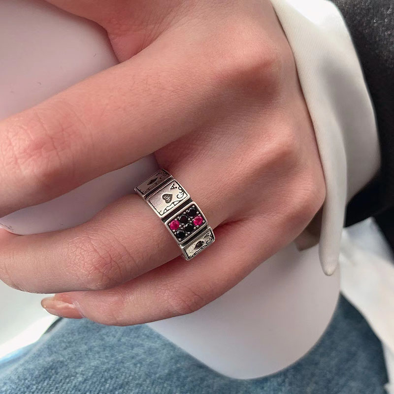 Anello da poker vintage in stile moda 2025, adatto per donne e ragazze, uomini, anello aperto sulle dita, come Ace Spike, poker, gioielli come regali_voghion.com