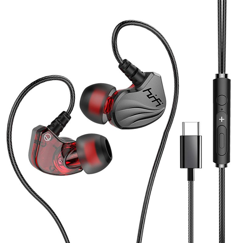 6D 4-Core Dual Moving Coil In-Ear 3.5mm HiFi Bass Wired Earphone Sports Earbuds_voghion.com