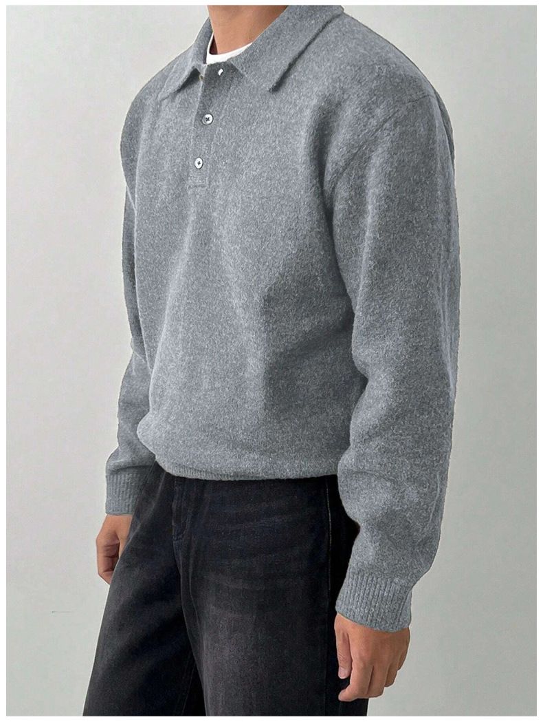 Maglione a collo alto da uomo – Pullover in maglia spessa con orlo a coste (grigio chiaro, nero, caffè, grigio scuro, marrone chiaro, verde oliva)_voghion.com