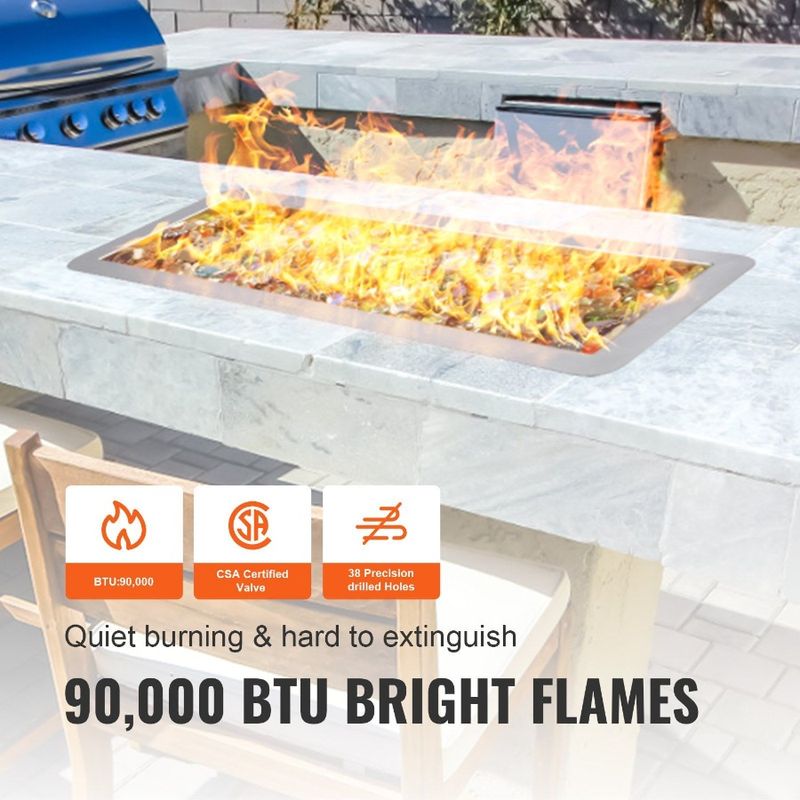 Stainless X Gas Fo Fire Burner HBurner Inch 18 Pan 6 Fire Propane Dropin Steel Pit Fire Pan BTU Pit Natural 90 Rectangular 000_voghion.com