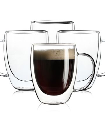 Aurzen 2 Pack Double Walled Glass Mugs With Handles, Large Insulated Layer Coffee Cups, 12oz Clear Borosilicate Mugs,_voghion.com