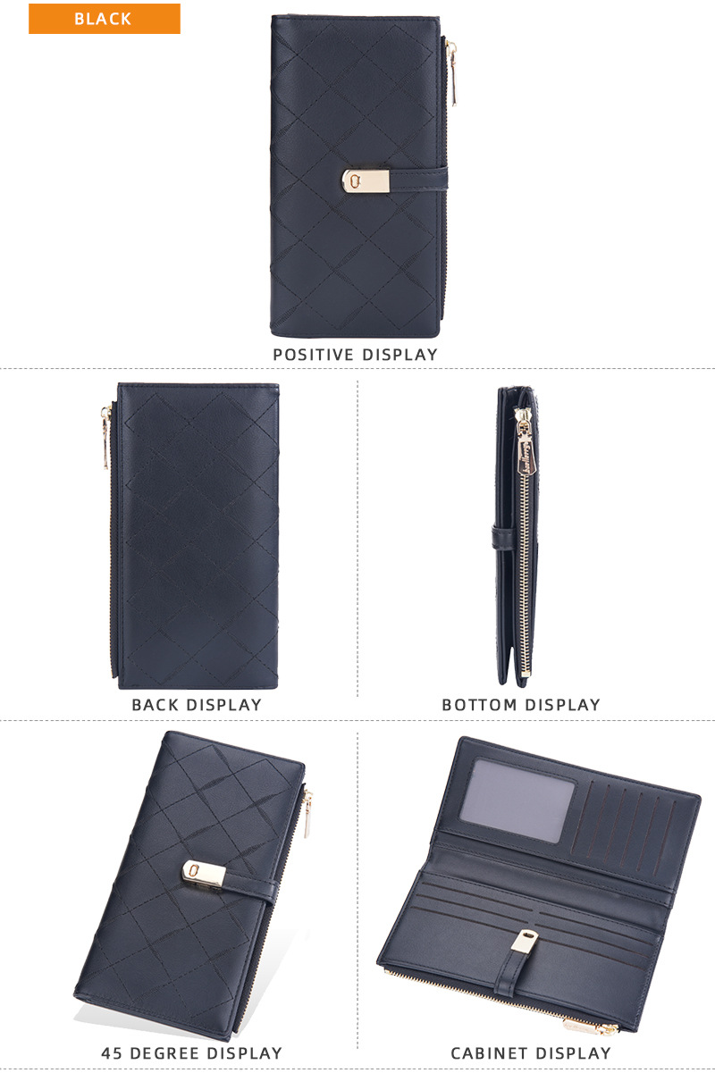Baellerry new ladies long wallet Korean style quilted embroidery multi-card slots buckle clutch bag women wholesale_voghion.com