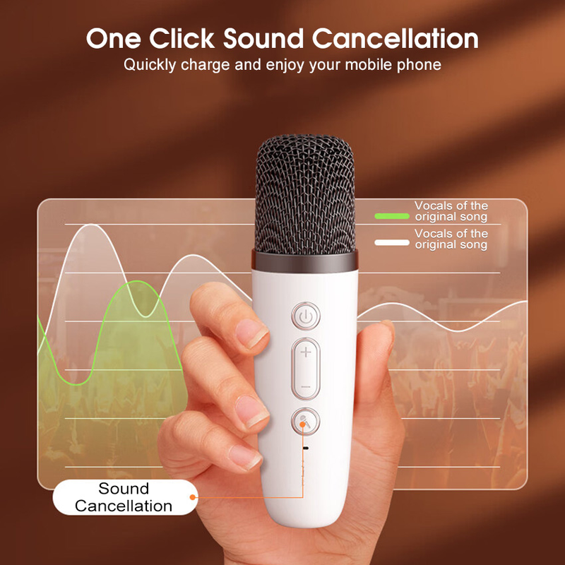 Mini Born KTV Home Wireless Bluetooth Mini Karaokê Microfone doméstico Áudio Microfone integrado Alto-falante universal para canto com microfone duplo_voghion.com