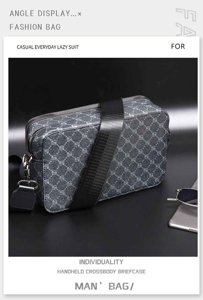 Moderna muška karirana torba preko ramena, ulična trendi mala torba preko ramena, mala četvrtasta torba, muška torba, muška torba preko tijela_voghion.com