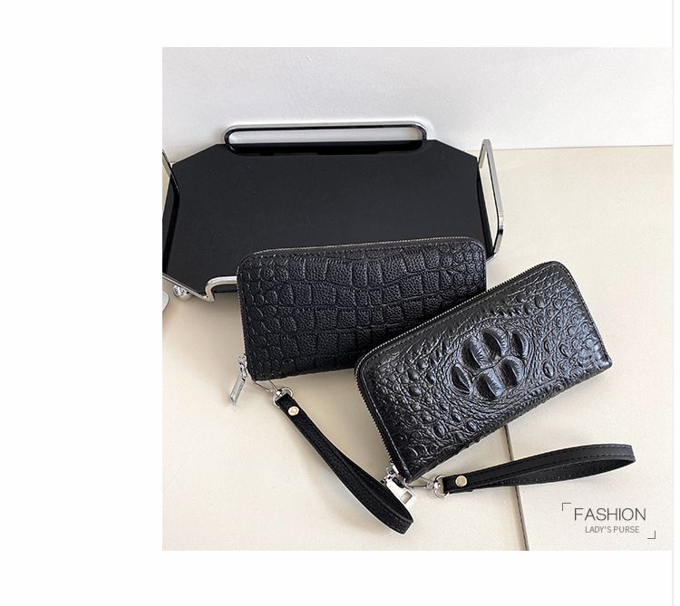 Bolsos para hombre, nuevo bolso de mano grande con estampado de cocodrilo, de un solo tirador, con múltiples ranuras para tarjetas y gran capacidad, con cremallera para teléfono móvil, moderno._voghion.com