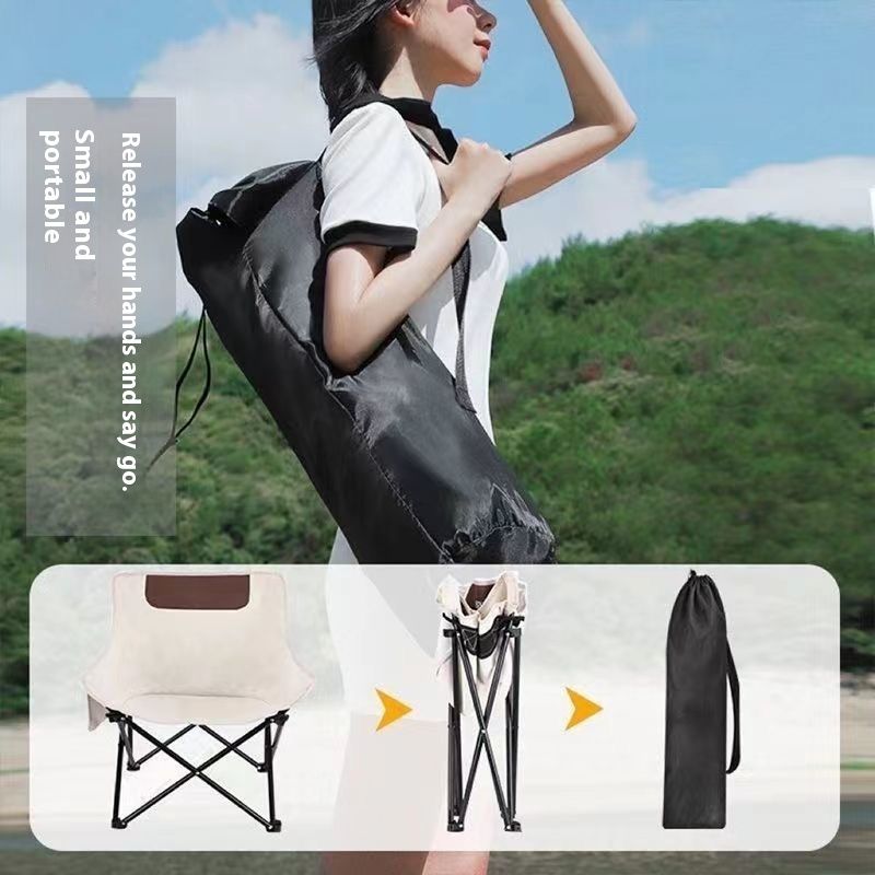 Camping Picnic Art Sketching Chair Portable Lightweight Fishing Stool Outdoor Moon Recliner Folding Bed_voghion.com