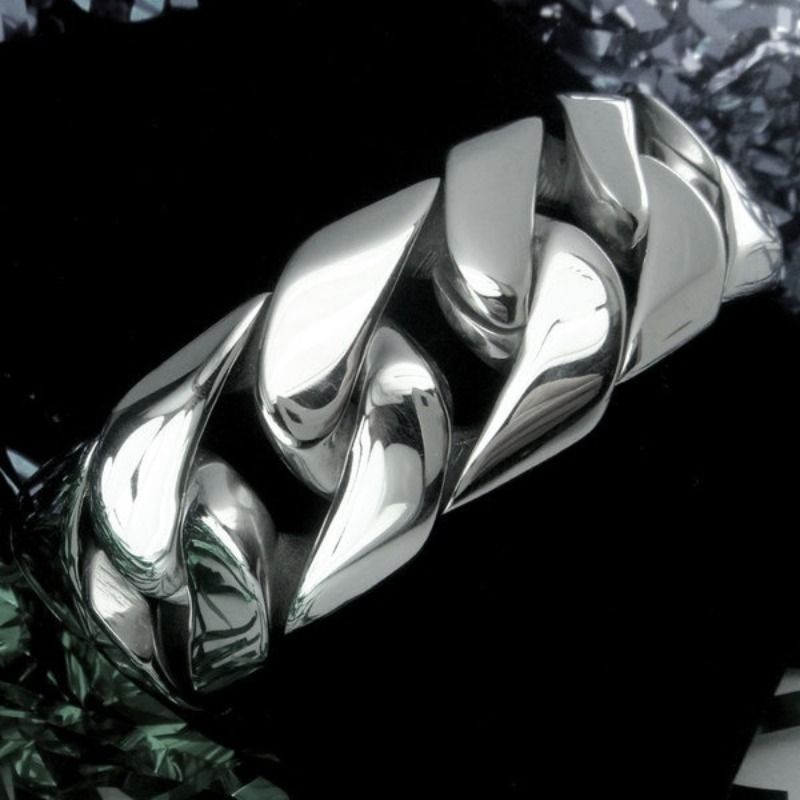 24mm Width Fashion Men Stainless Steel Cuban Curb Bracelet B156_voghion.com