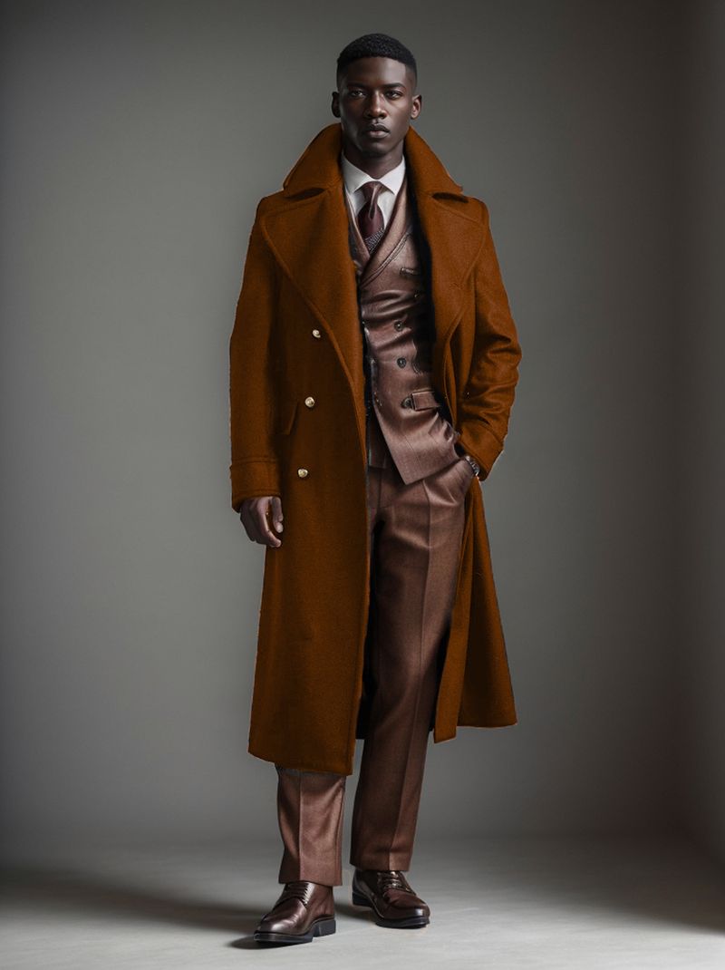 Herren-Wollmantel Herbst/Winter 2024, extra lang, europäischer und amerikanischer Stil, modischer Overknee-Mantel_voghion.com