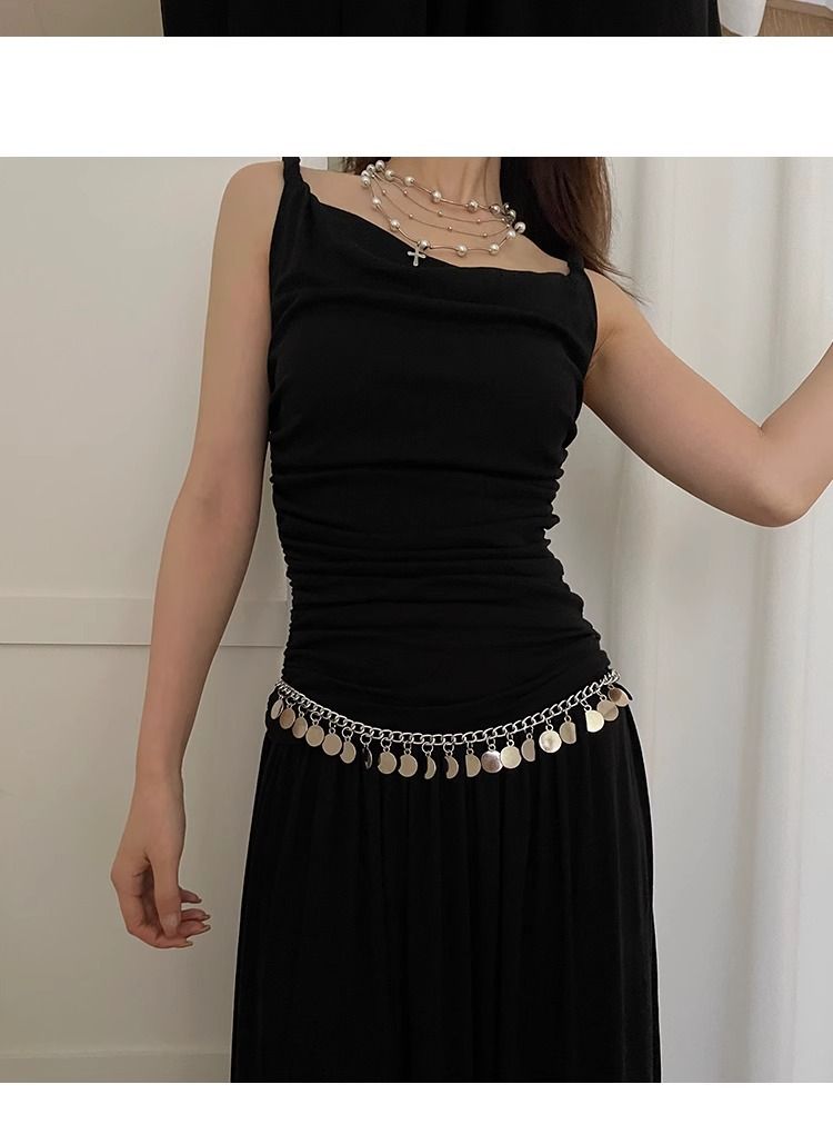 Catena da donna alla moda con paillettes, catena per accessori rotonda in argento, cintura in metallo multifunzionale di alta qualità_voghion.com