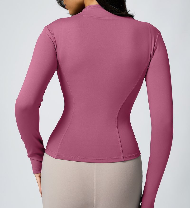 Seamless Zipper Long Sleeve Jacket Breathable Quick-Dry Top Running Sports Yoga Wear_voghion.com