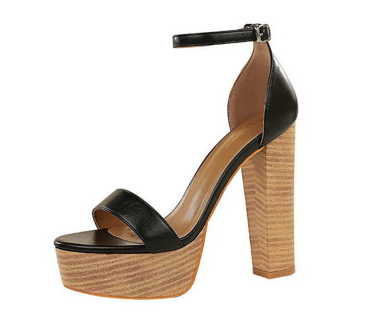 Women's Elegant Strappy Open-Toe High Heel Sandals With Chunky Heel & Platform Black Brown White Sizes 34-40 Super High Heel Waterproof Platform Shoes_voghion.com