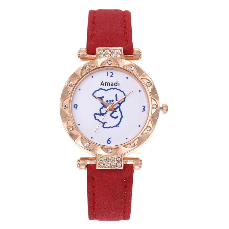 2024 2024 Amadi New Cute Bear Simple Cute Watch+bracelet Gift Box Women's Fashion Quartz Watch_voghion.com