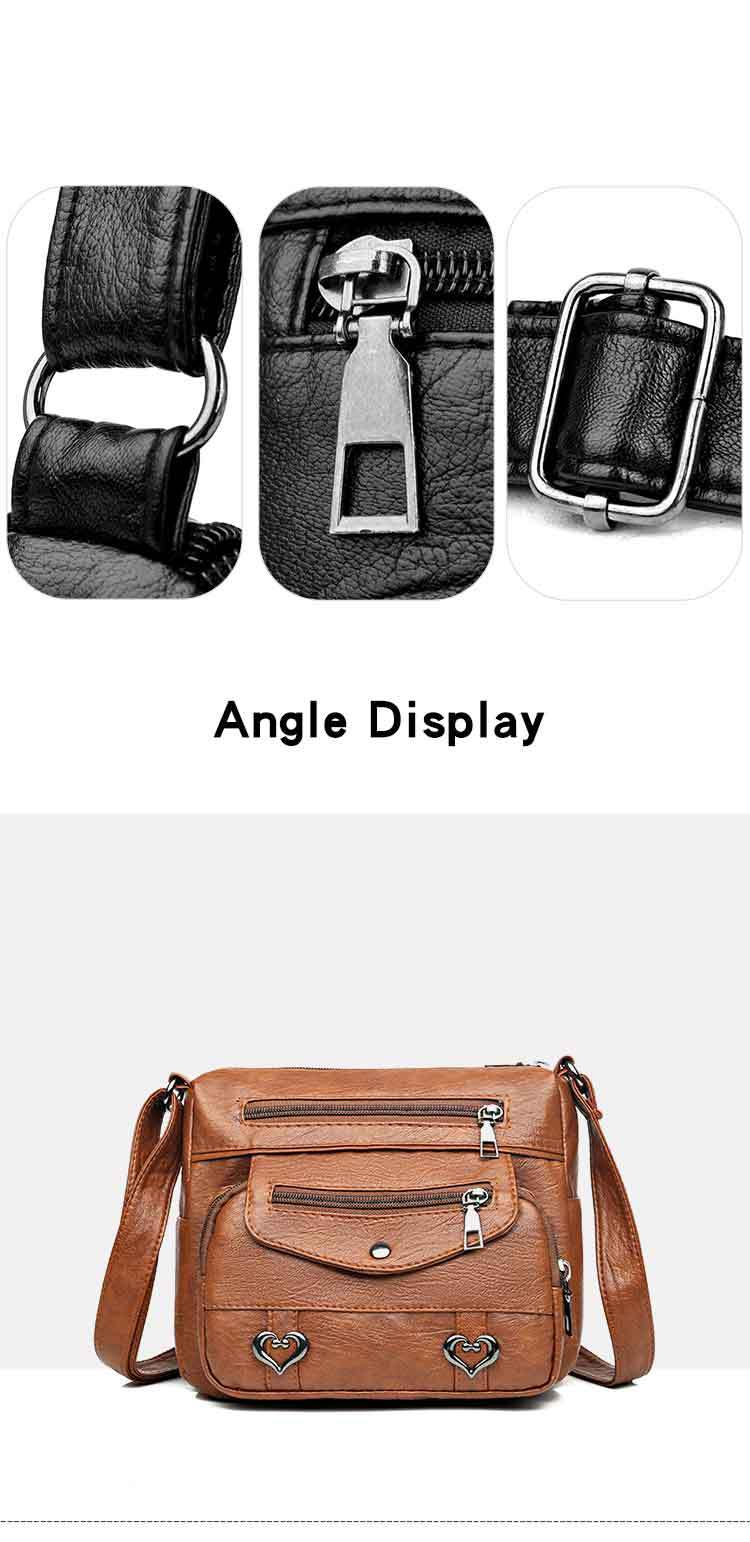 Umhängetasche mit Herz-Dekor, Vintage-Umhängetasche mit mehreren Taschen, Damen-Ledertasche_voghion.com