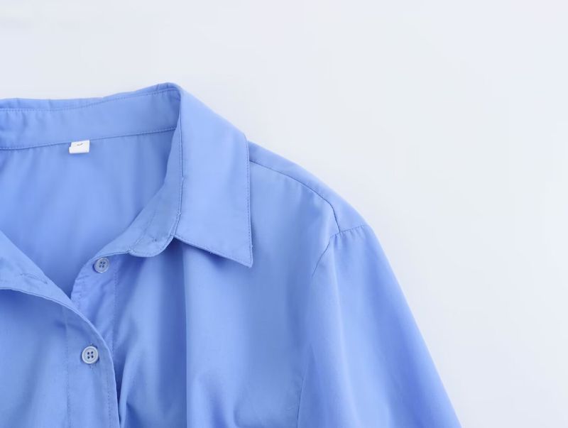 Camicia in popeline bicolore doppiopetto con cravatta decorata da donna_voghion.com