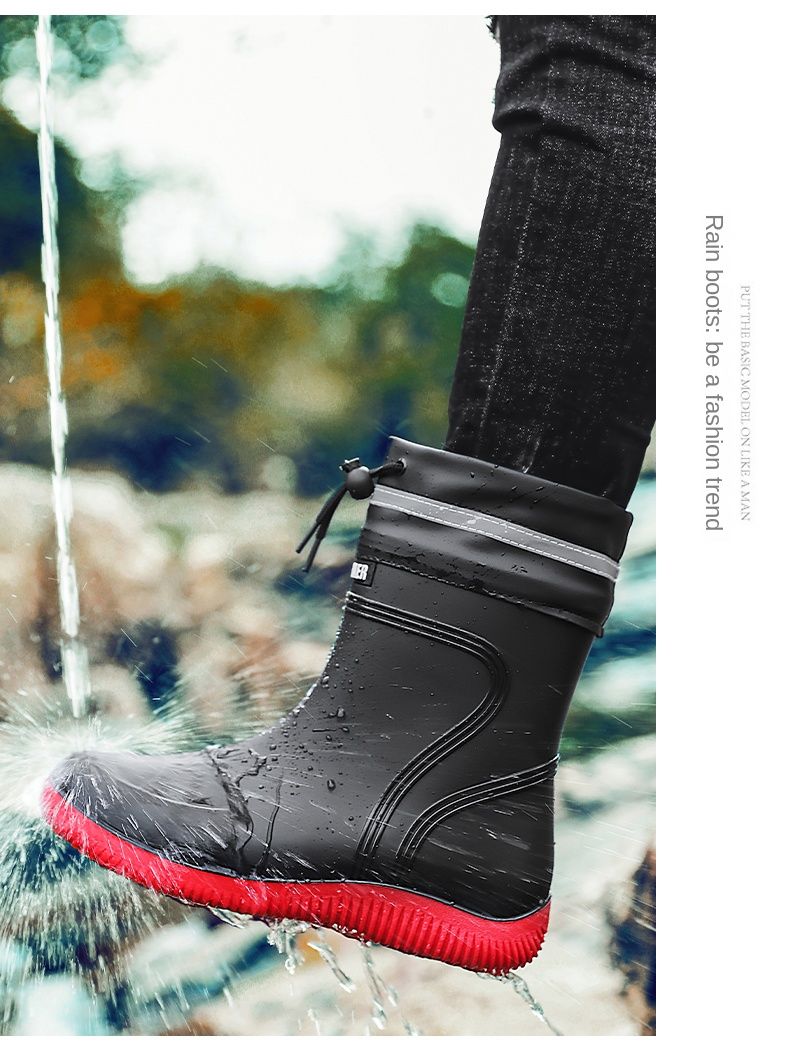 Single Shoe Midsole Waterproof Mouth Rain Boots 39-45_voghion.com