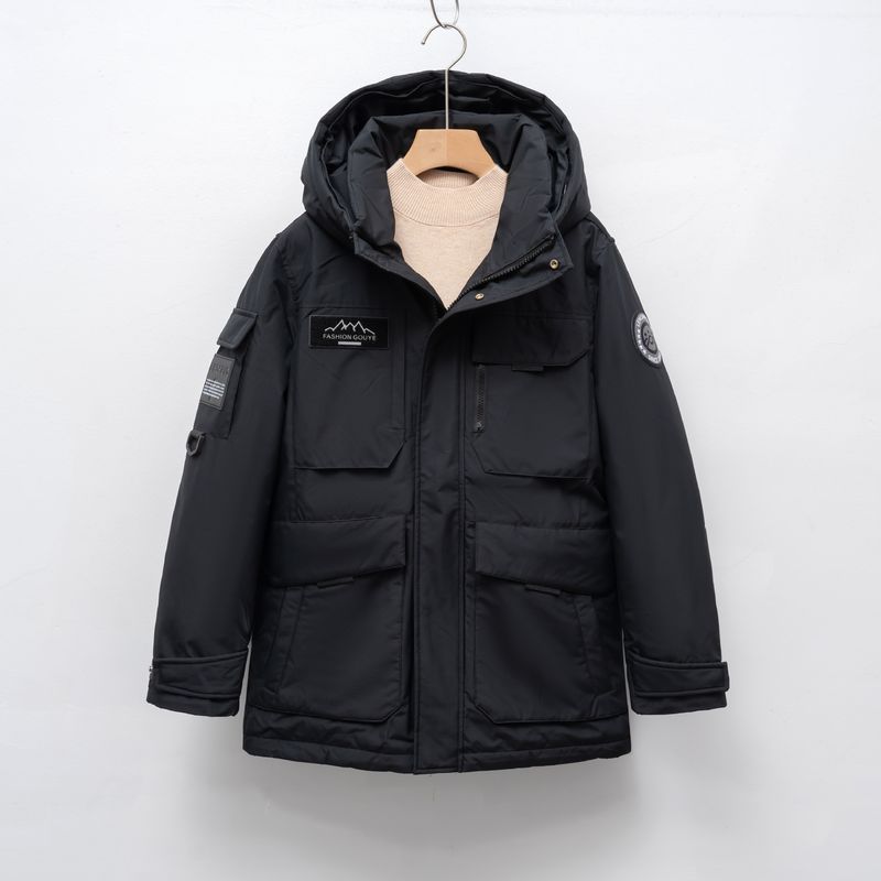 Unisex Clothing down jacket hooded thickened workwear parka down jacket _voghion.com
