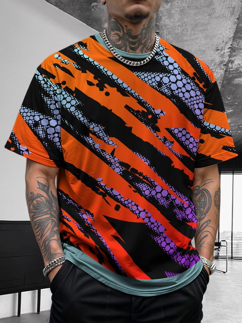 Nuovo design estivo da uomo, retrò, comodo, casual, elasticizzato, slim, basic, a maniche corte_voghion.com