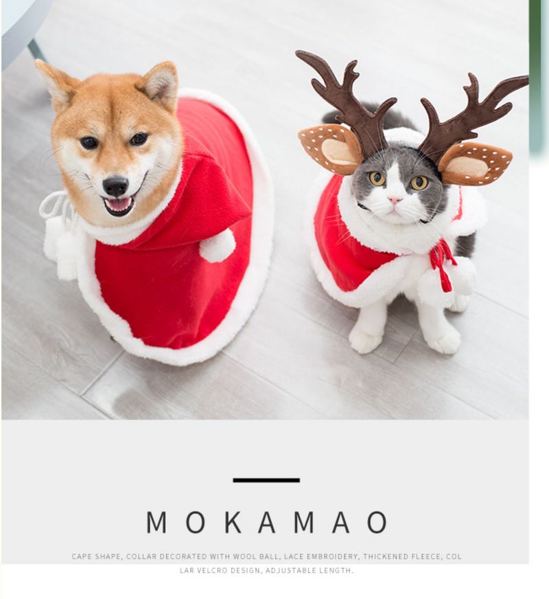 Cat Christmas Dress Little Red Riding Hood Cloak Cloak Pet baby cat Christmas New Year cloak puppy dog hat_voghion.com