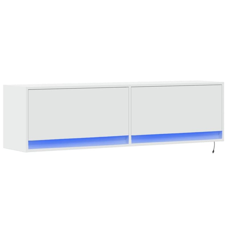 TV-Wandschrank mit LED-Beleuchtung Weiß 140x31x38 cm_voghion.com