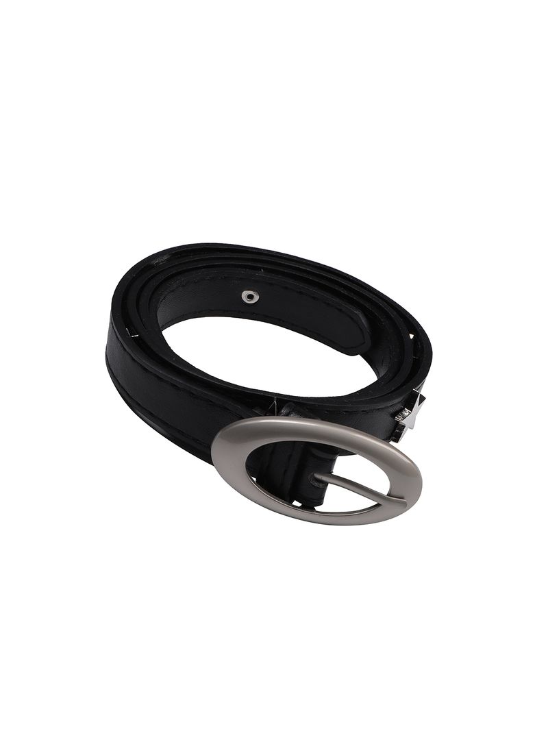 Xinhelp Adjustable Pin Buckle Thin X Black Pant Retro And Fashion All-Matching Five-Pointed Star Pu Belt For Women_voghion.com