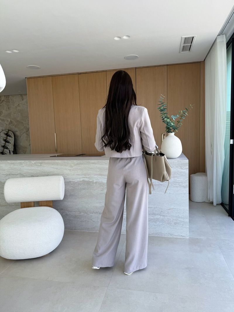 Women's Clothing Women's Striped Splicing Suit Jacket Straight Pants Set Thin Suit Pants Two Piece Set_voghion.com