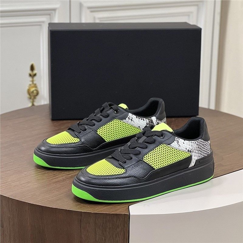 Sneakers da uomo in vera pelle con lacci, casual, traforate, traspiranti, con blocchi di colore, nuove scarpe da viaggio da guida_voghion.com